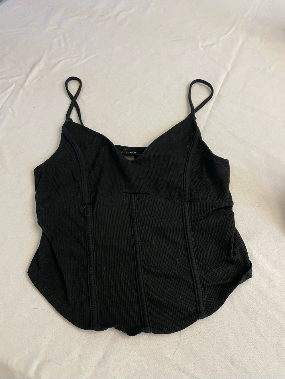 Black Ribbed Corset Cami Top - Women